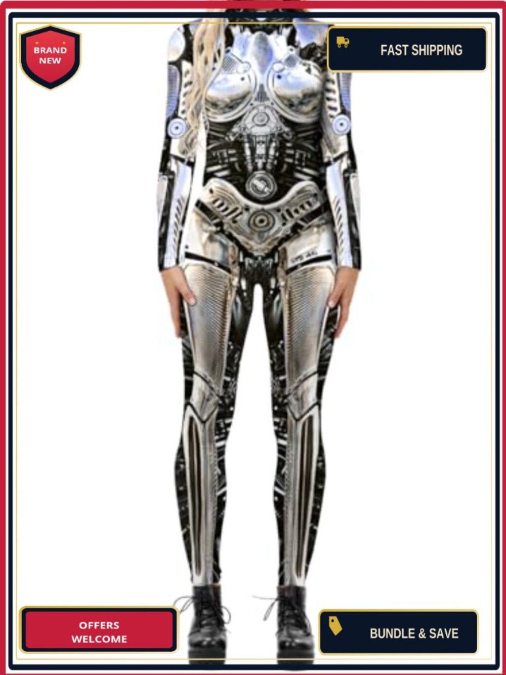 Women's Skeleton Halloween Jumpsuit Bodysuit Catsuit Long Sleeve Zip